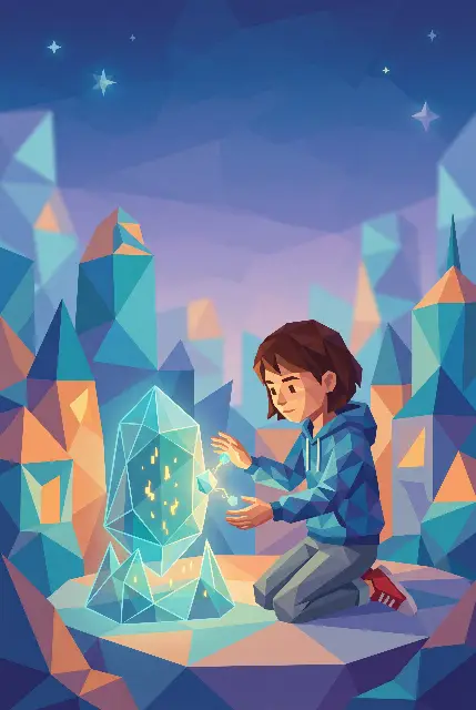 Couverture : Sofia contre l'algorithme des peurs — style Low-poly géométrique